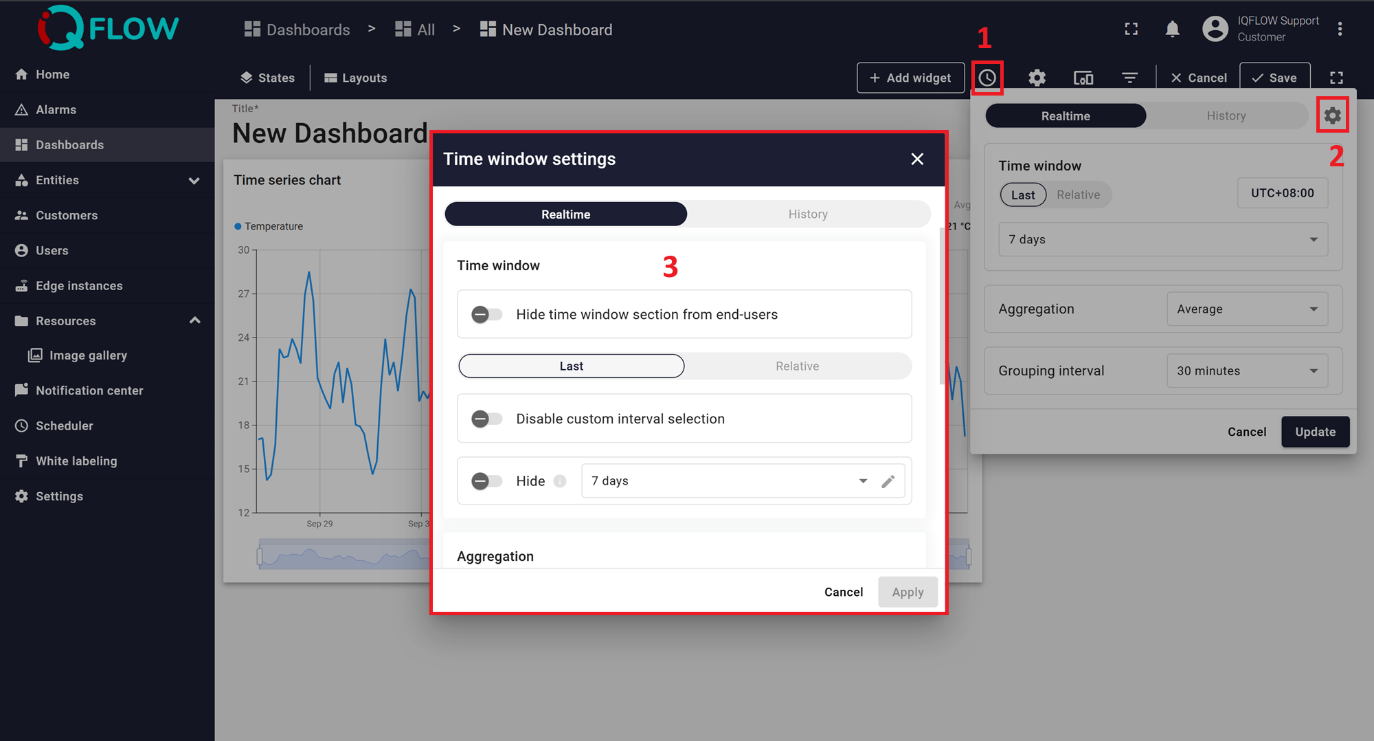 Time window settings